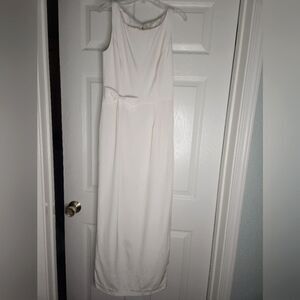 Prehnite 8 100% SILK Cream Lined Sleeveless Women’s ’s Maxi Dress